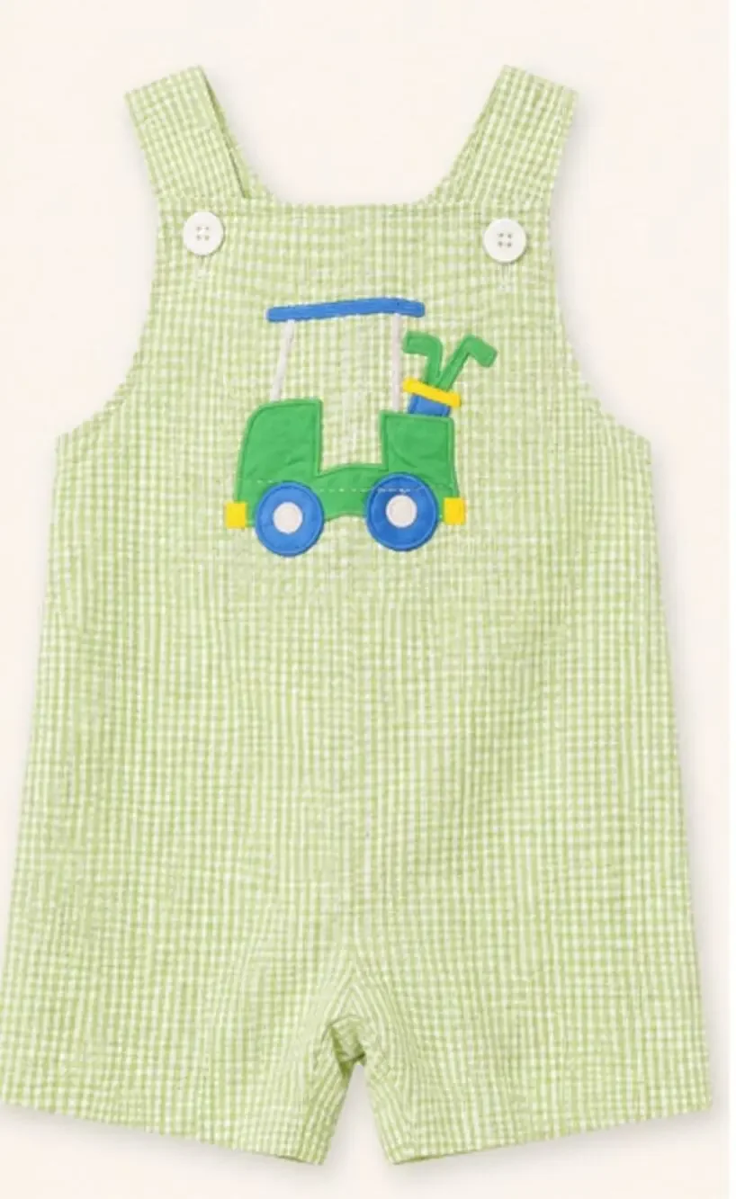 Florence Eiseman Boys Green white Check Romper Size 18M
